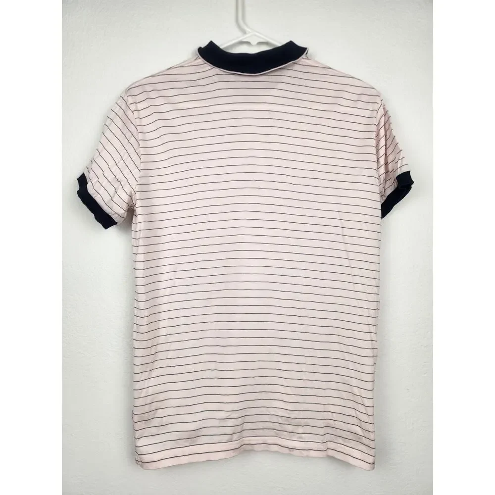 Vintage Polo Sport Ralph Lauren Polo Shirt Pink Striped Men Medium Short Sleeve